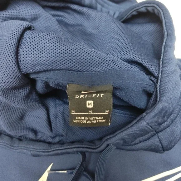 Nike Hoodie Mens Medium Navy Blue Dri-FIT Just Do It Swoosh Pullover Sweatshirt - Picture 5 of 10